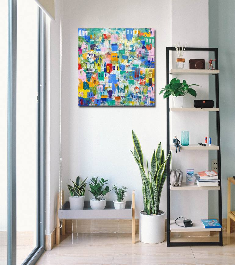 Original Abstract Architecture Painting by Zaira Dzhaubaeva