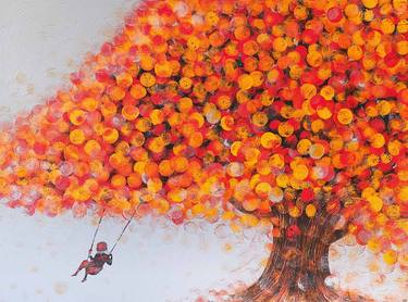 Original Abstract Expressionism Tree Paintings by Zaira Dzhaubaeva