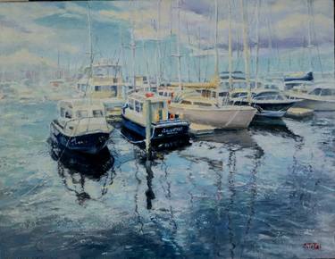 Original Impressionism Boat Painting by Tetyana Soboleva