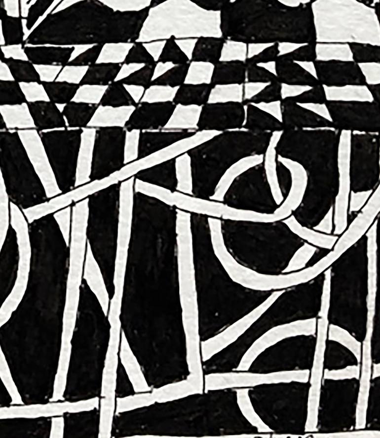 Original Black & White Abstract Drawing by Ellen F Shire