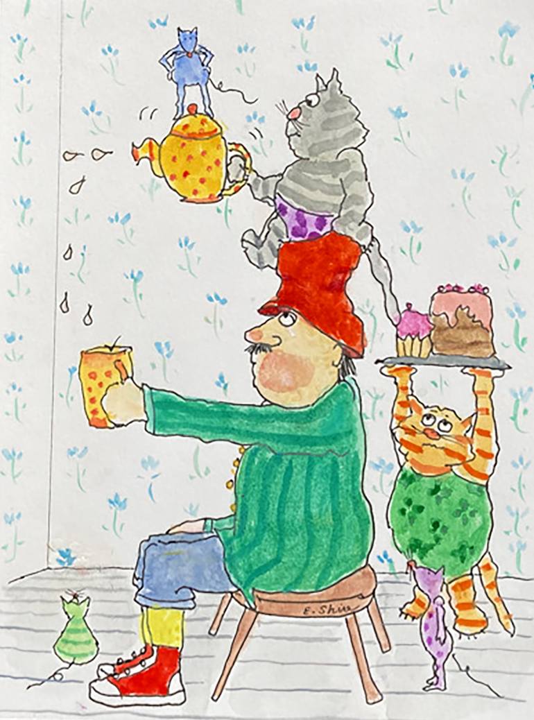 Tea Pouring Ceremony Drawing by Ellen F Shire | Saatchi Art