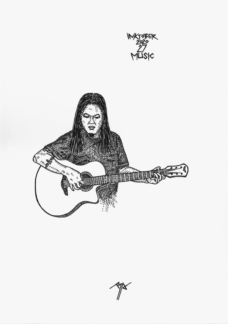 Guitarist Drawing by Bustanul Arifin Saatchi Art India