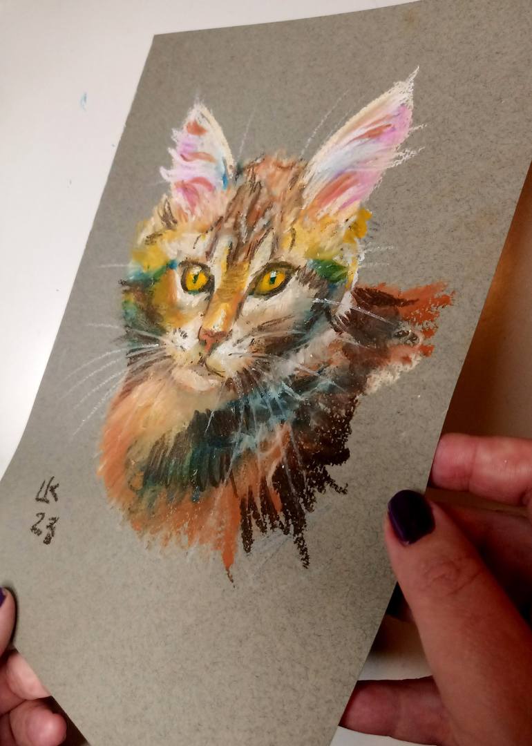 Original Cats Drawing by Lada Kholosho