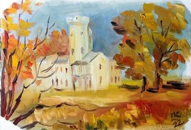 The Benkendorf castle in Keila - Joa, Estonia. Plein air painting thumb