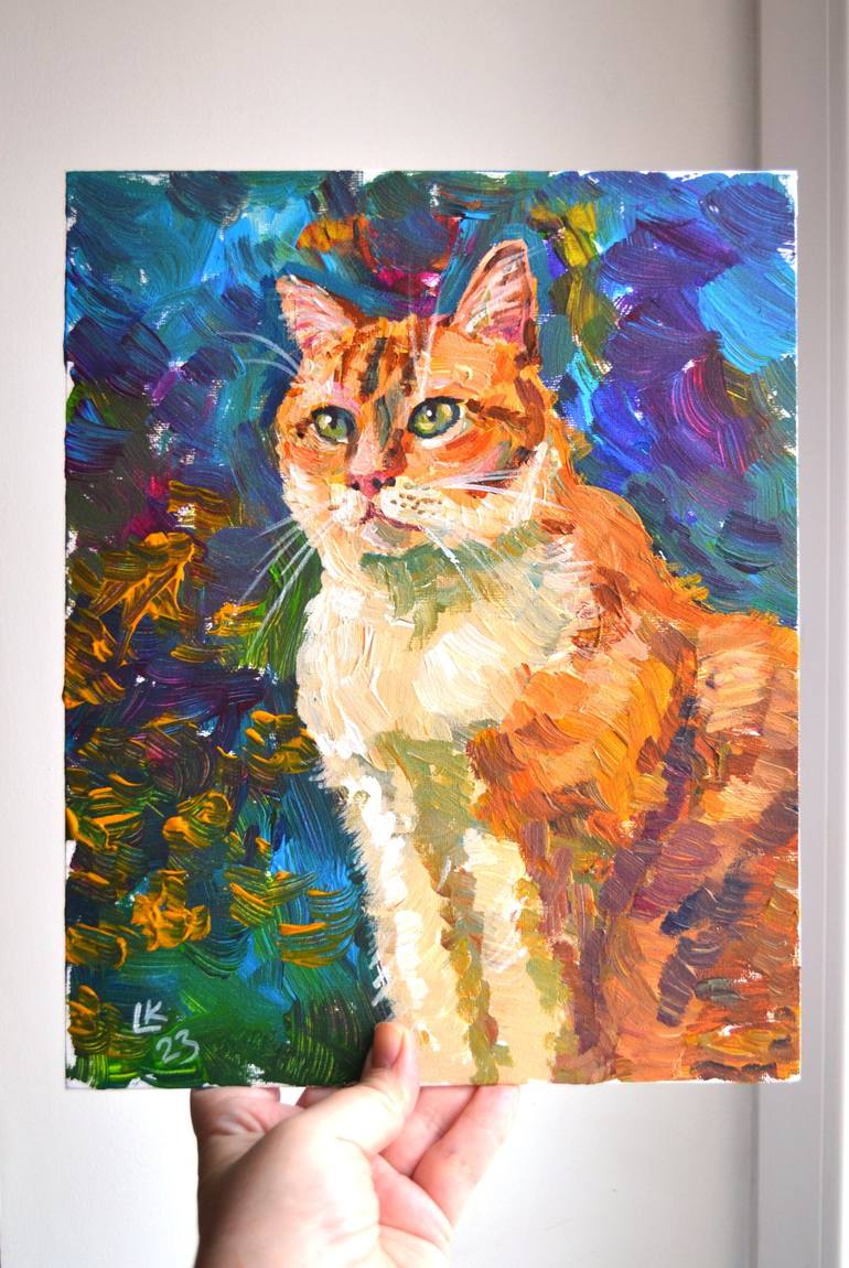 Original Art Deco Cats Painting by Lada Kholosho
