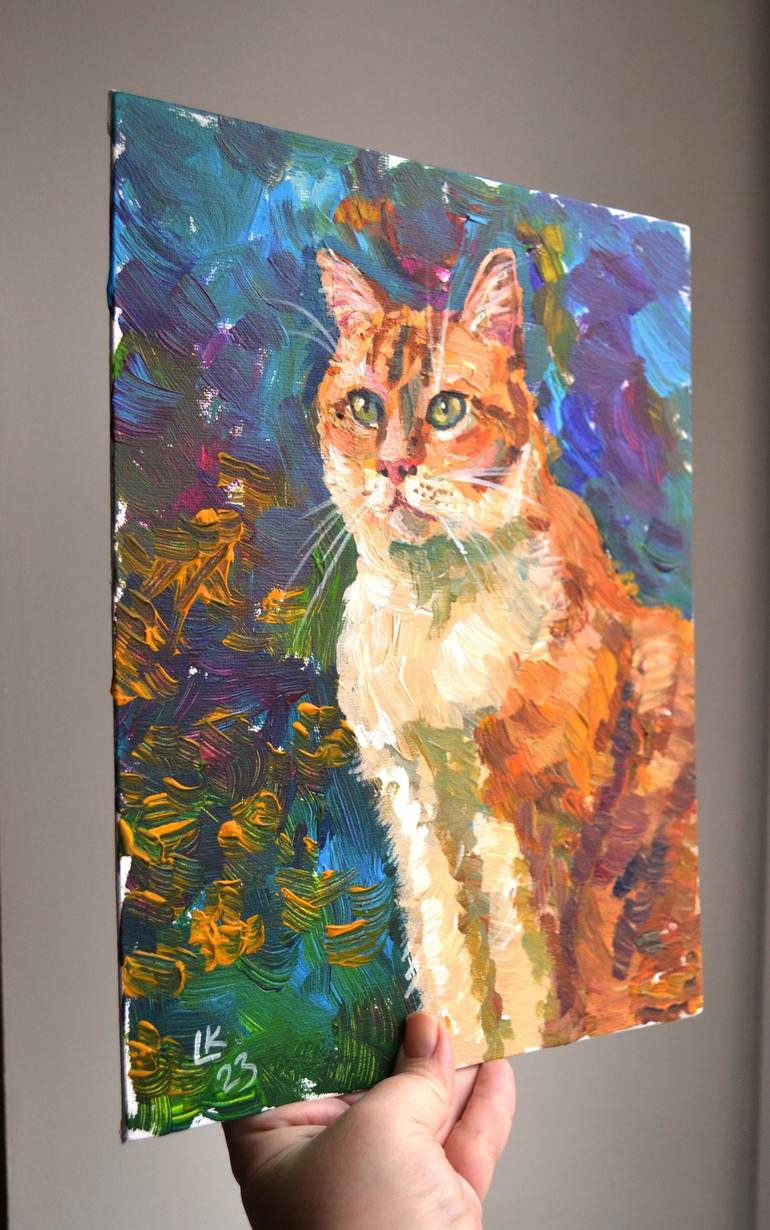 Original Art Deco Cats Painting by Lada Kholosho