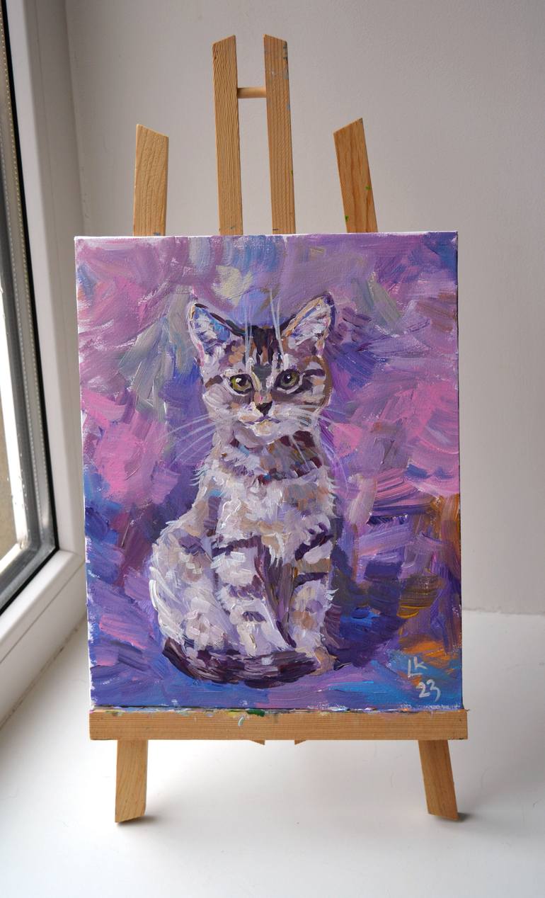 Original Art Deco Cats Painting by Lada Kholosho