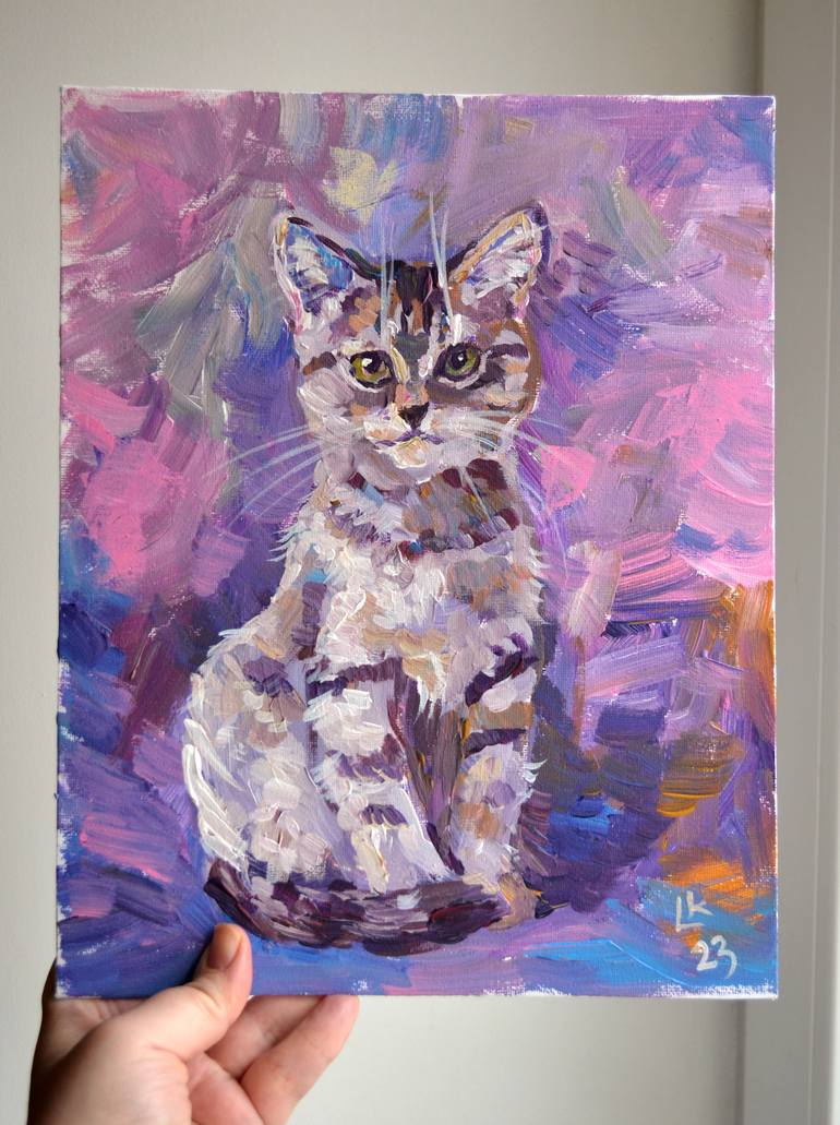 Original Art Deco Cats Painting by Lada Kholosho