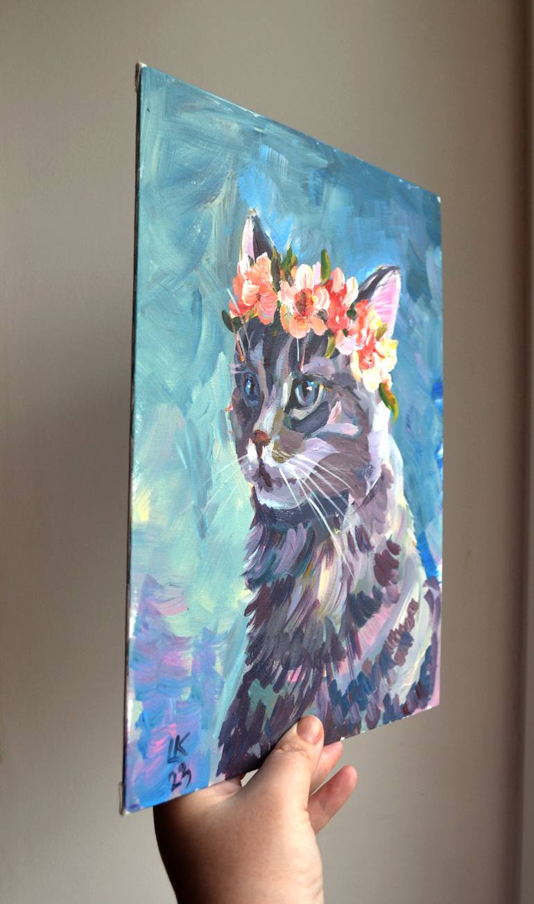 Original Art Deco Cats Painting by Lada Kholosho