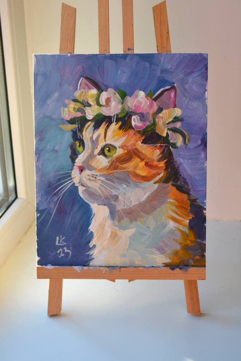 Original Art Deco Cats Painting by Lada Kholosho