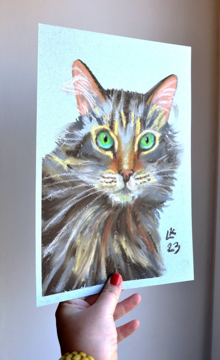 Original Cats Drawing by Lada Kholosho