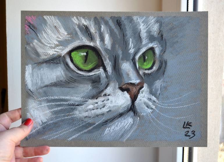 Original Cats Drawing by Lada Kholosho