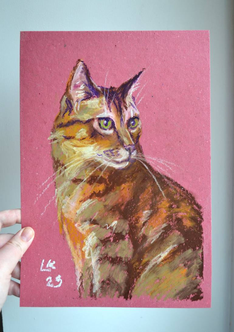 Original Cats Drawing by Lada Kholosho