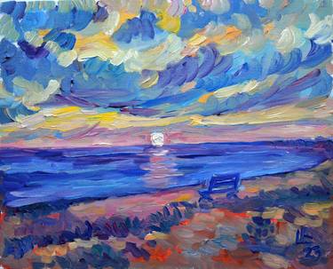 Seascape with sunset sky thumb