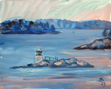 Northern seascape with small lighthouse thumb