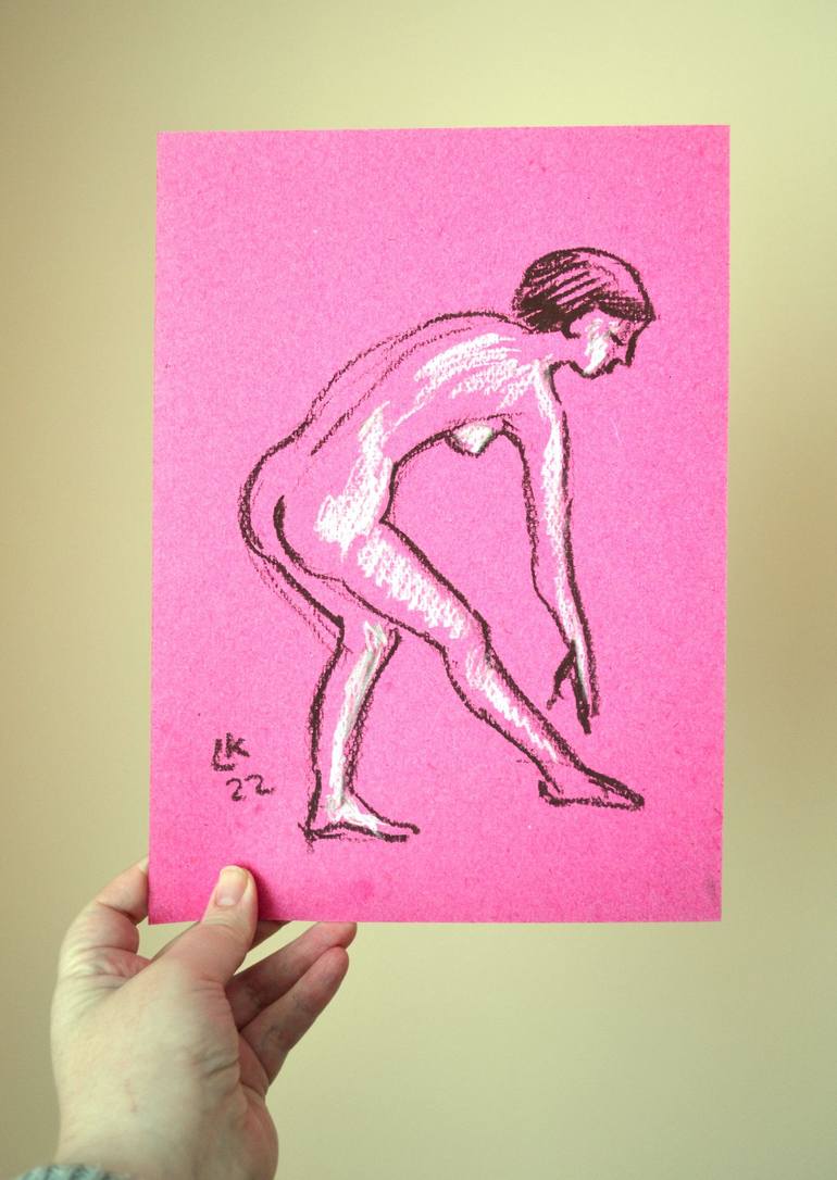 Original Art Deco Body Drawing by Lada Kholosho