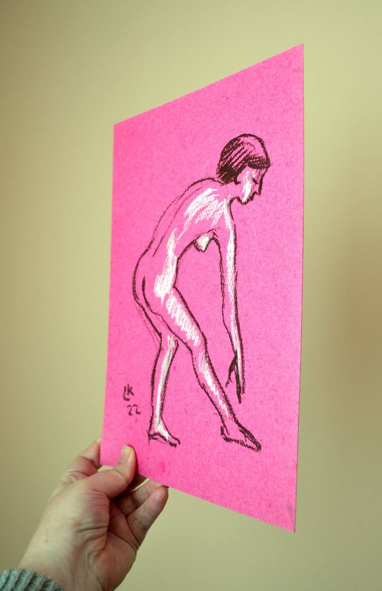 Original Art Deco Body Drawing by Lada Kholosho