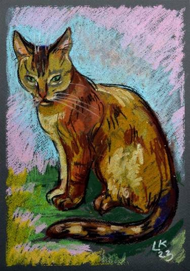 Original Art Deco Cats Paintings by Lada Kholosho