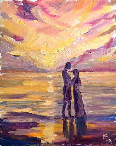 Romantic couple on the beach thumb