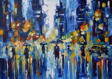 Original Abstract Cities Paintings by Lada Kholosho