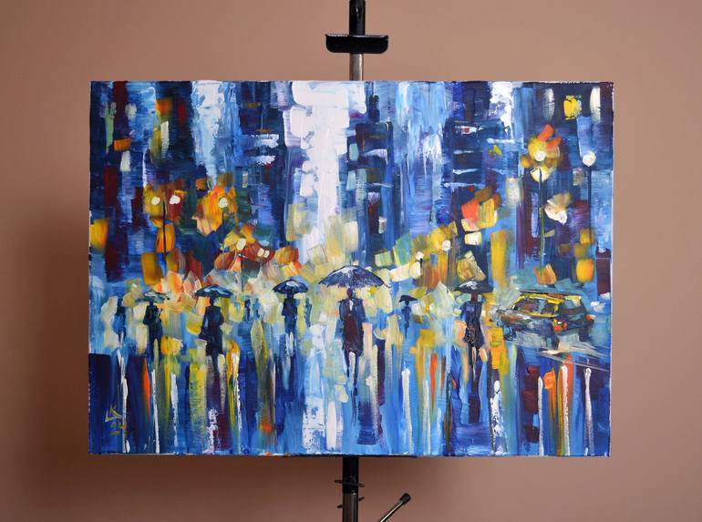 Original Abstract Cities Painting by Lada Kholosho