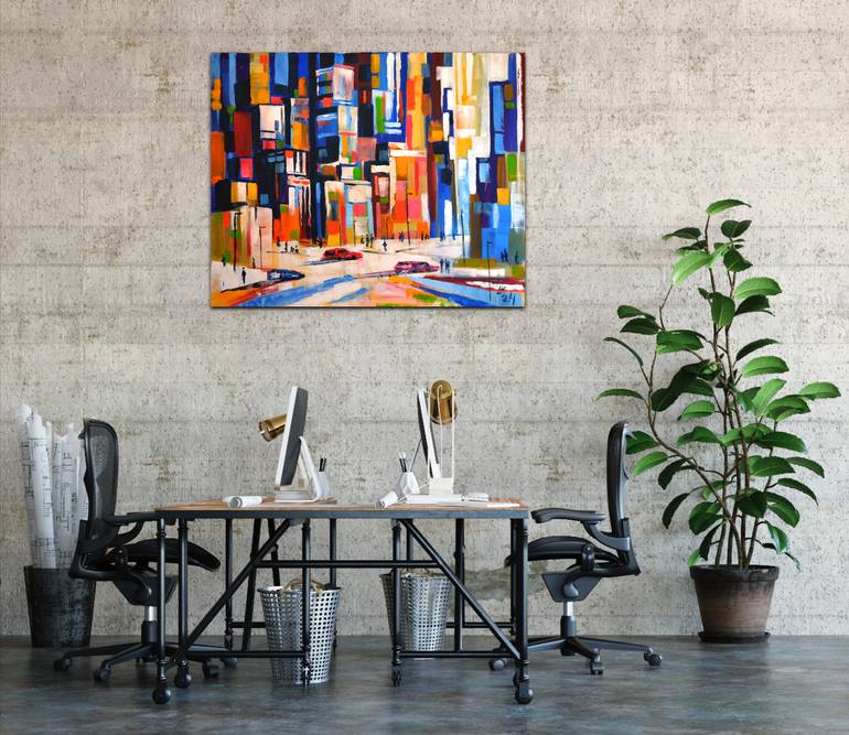 Original Abstract Cities Painting by Lada Kholosho