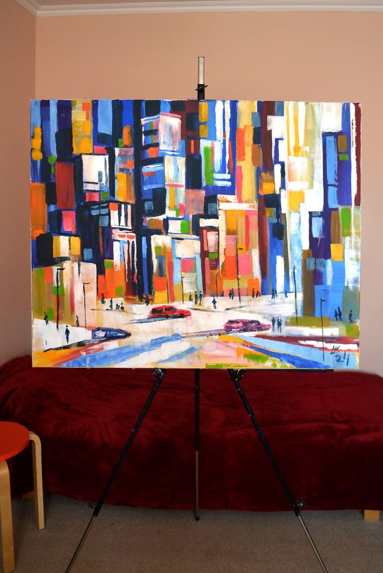 Original Abstract Cities Painting by Lada Kholosho