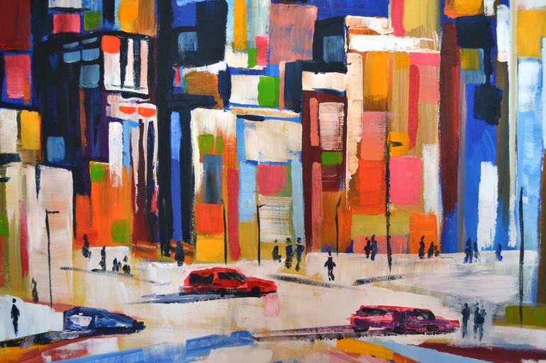 Original Abstract Cities Painting by Lada Kholosho