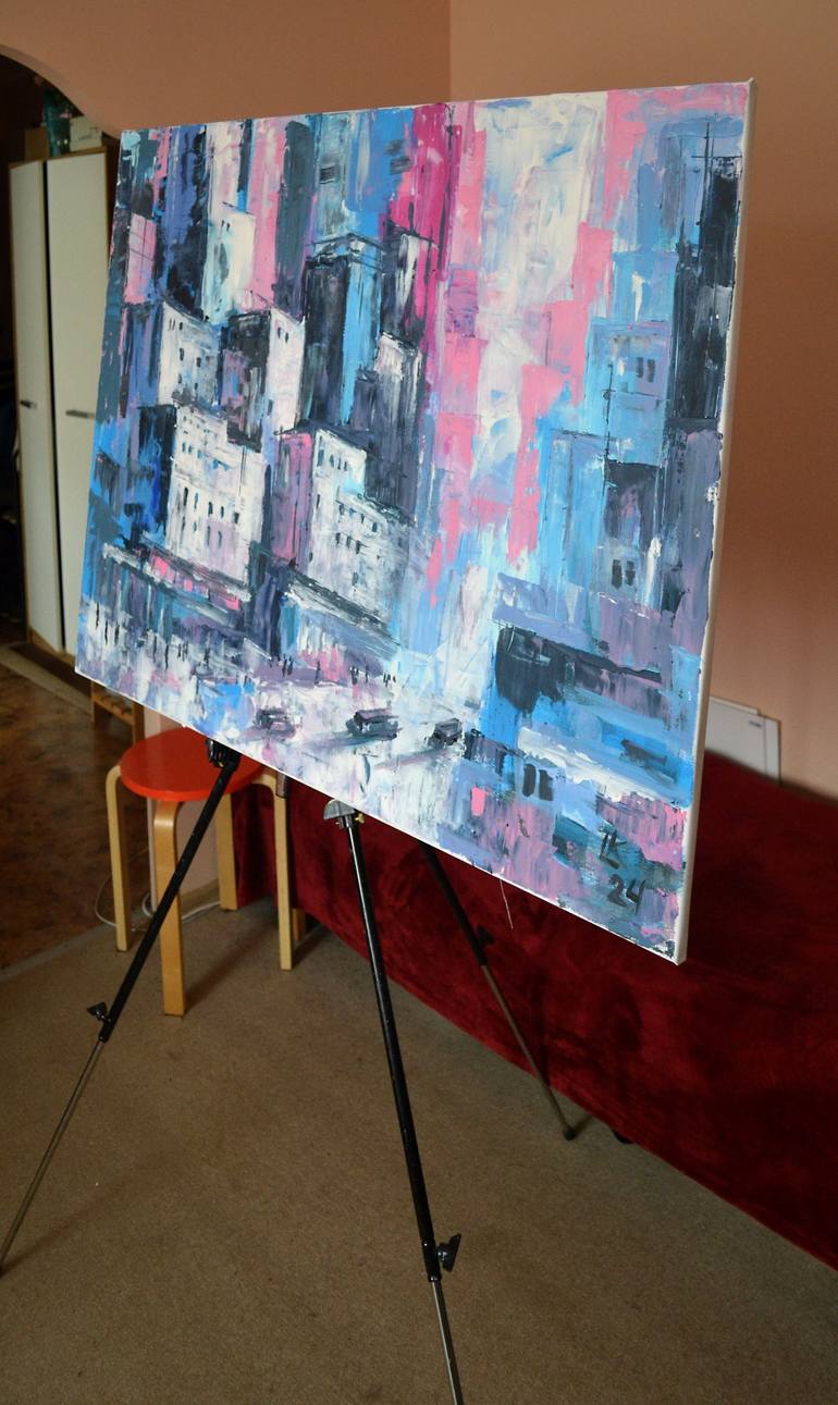 Original Abstract Cities Painting by Lada Kholosho