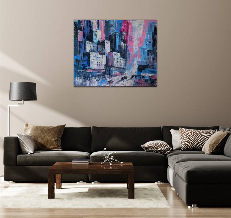 Original Abstract Cities Painting by Lada Kholosho