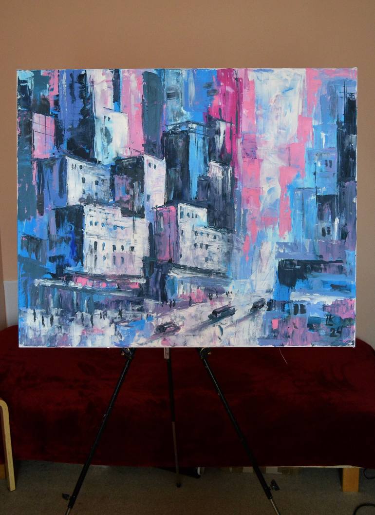 Original Abstract Cities Painting by Lada Kholosho