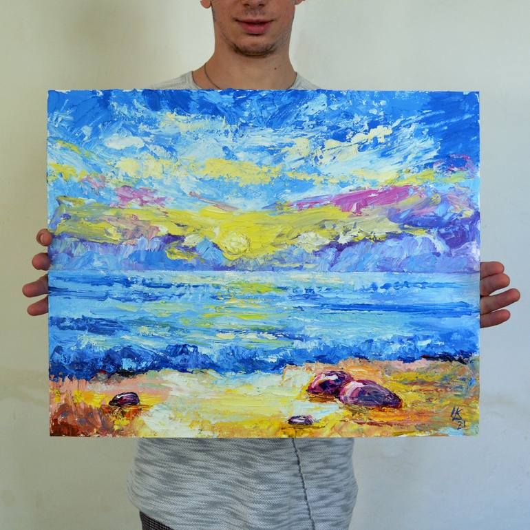 Original Abstract Beach Painting by Lada Kholosho