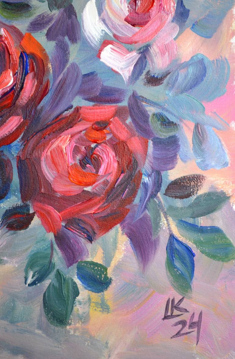 Original Abstract Floral Painting by Lada Kholosho