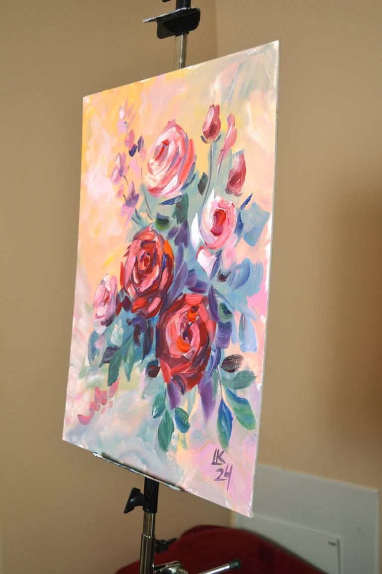 Original Abstract Floral Painting by Lada Kholosho