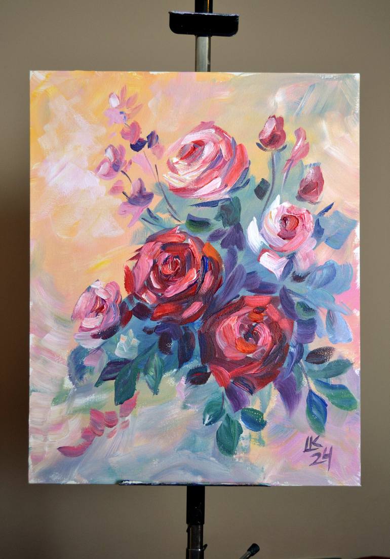 Original Abstract Floral Painting by Lada Kholosho