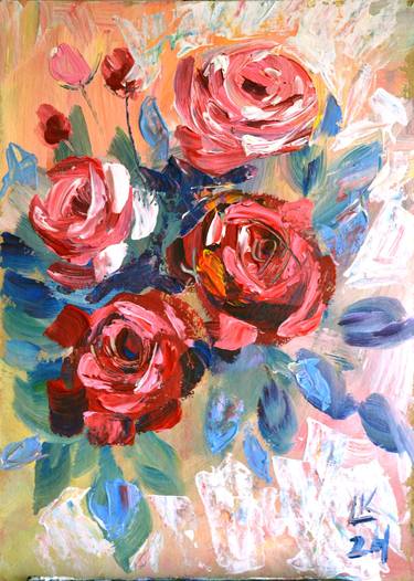Original Abstract Floral Paintings by Lada Kholosho