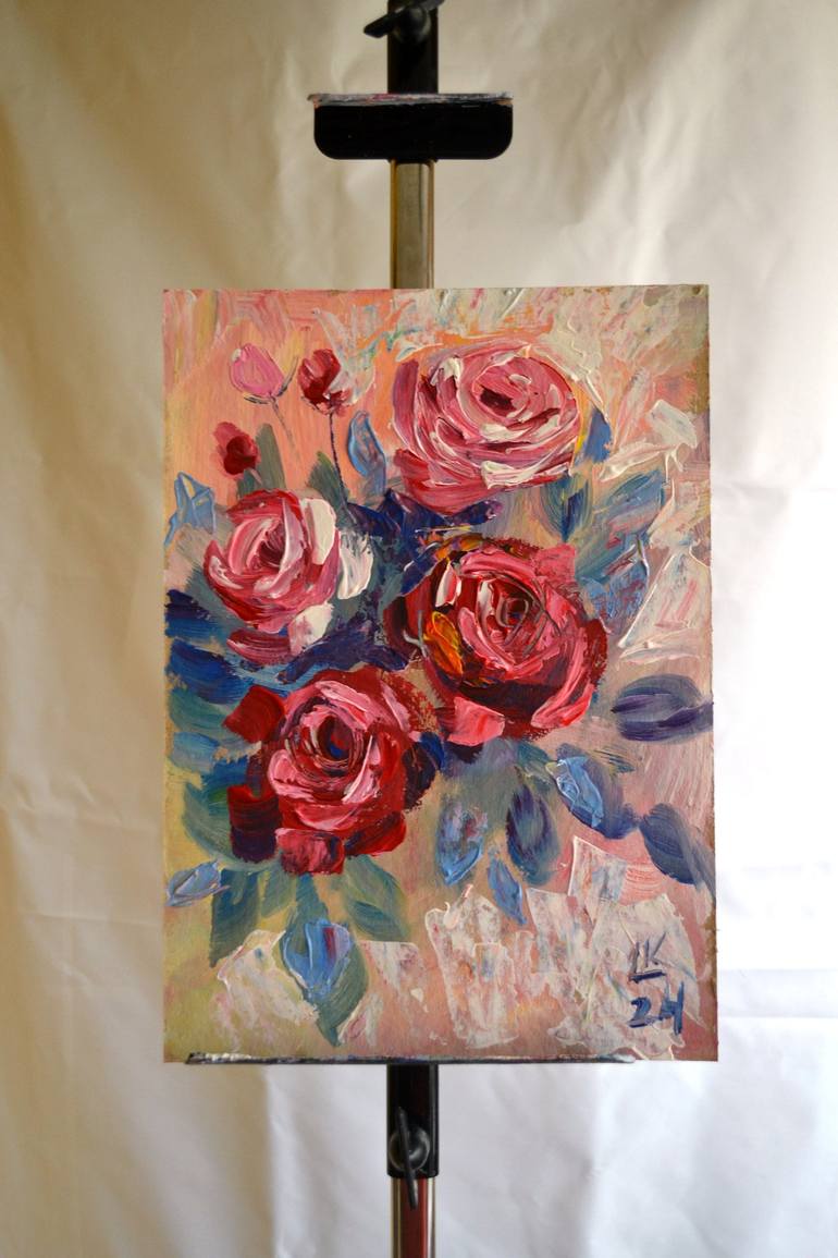 Original Abstract Floral Painting by Lada Kholosho