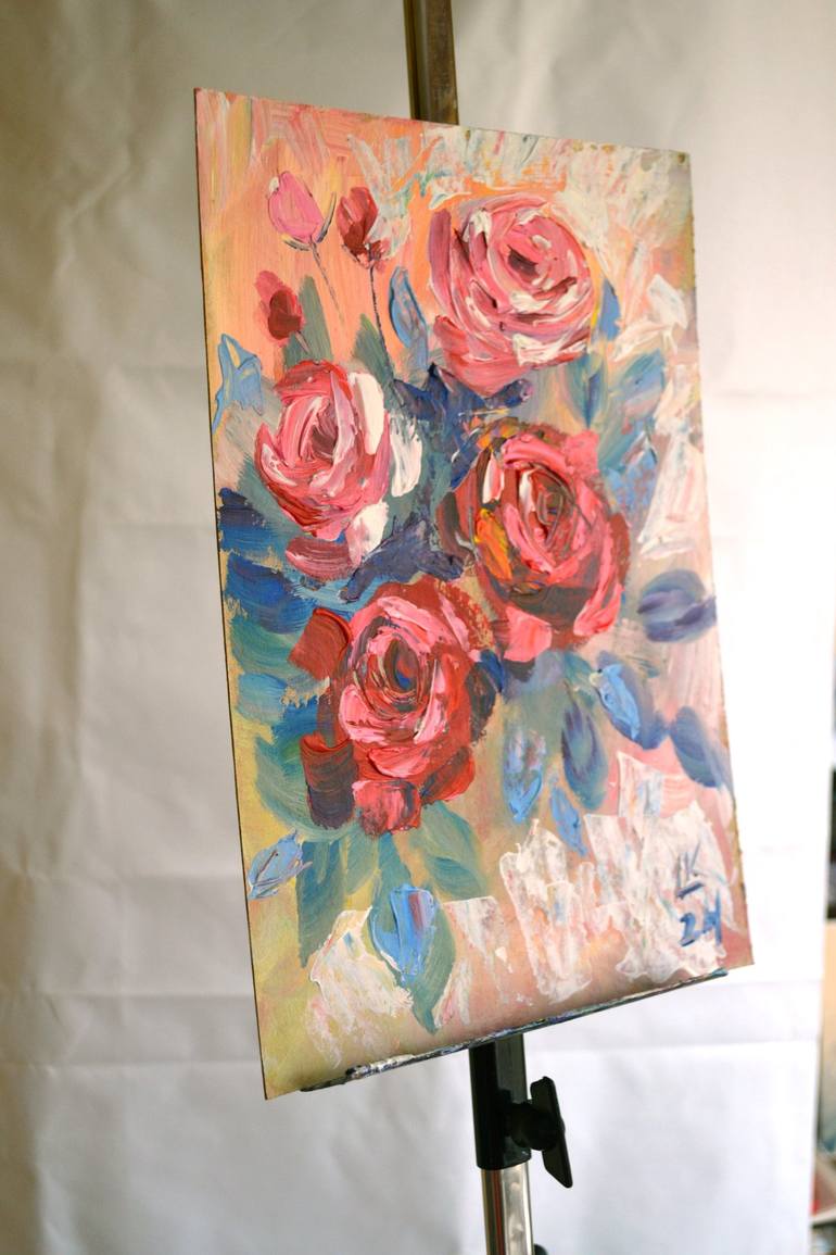 Original Abstract Floral Painting by Lada Kholosho