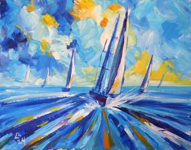 Original Abstract Seascape Paintings by Lada Kholosho