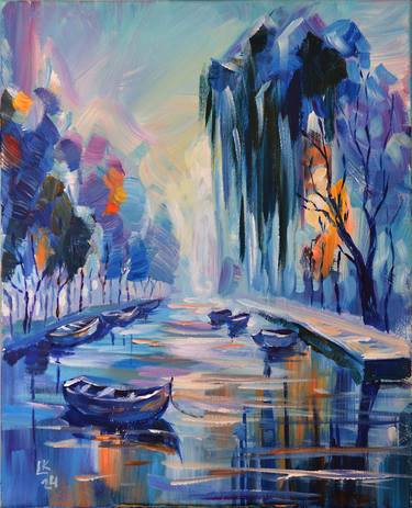 Original Abstract Boat Paintings by Lada Kholosho