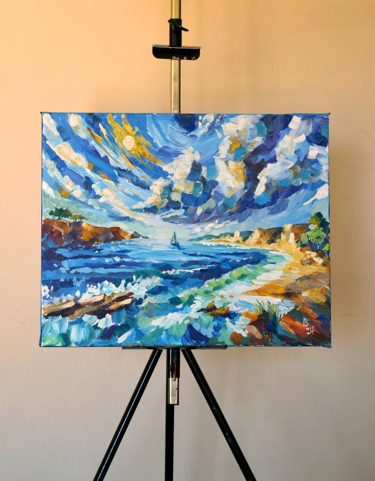 Original Abstract Seascape Painting by Lada Kholosho