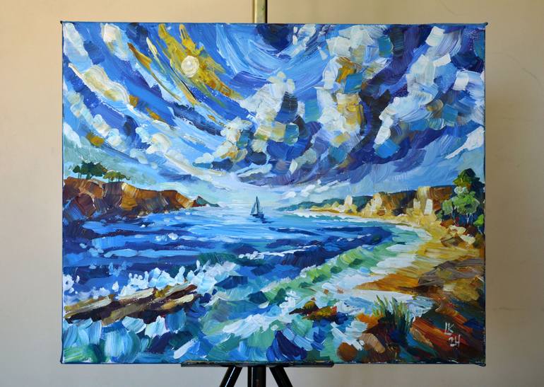 Original Abstract Seascape Painting by Lada Kholosho