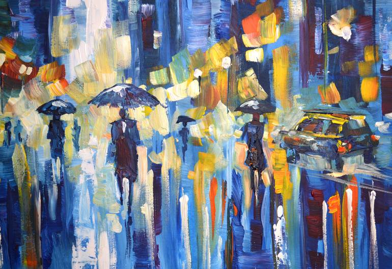 Original Abstract Cities Painting by Lada Kholosho