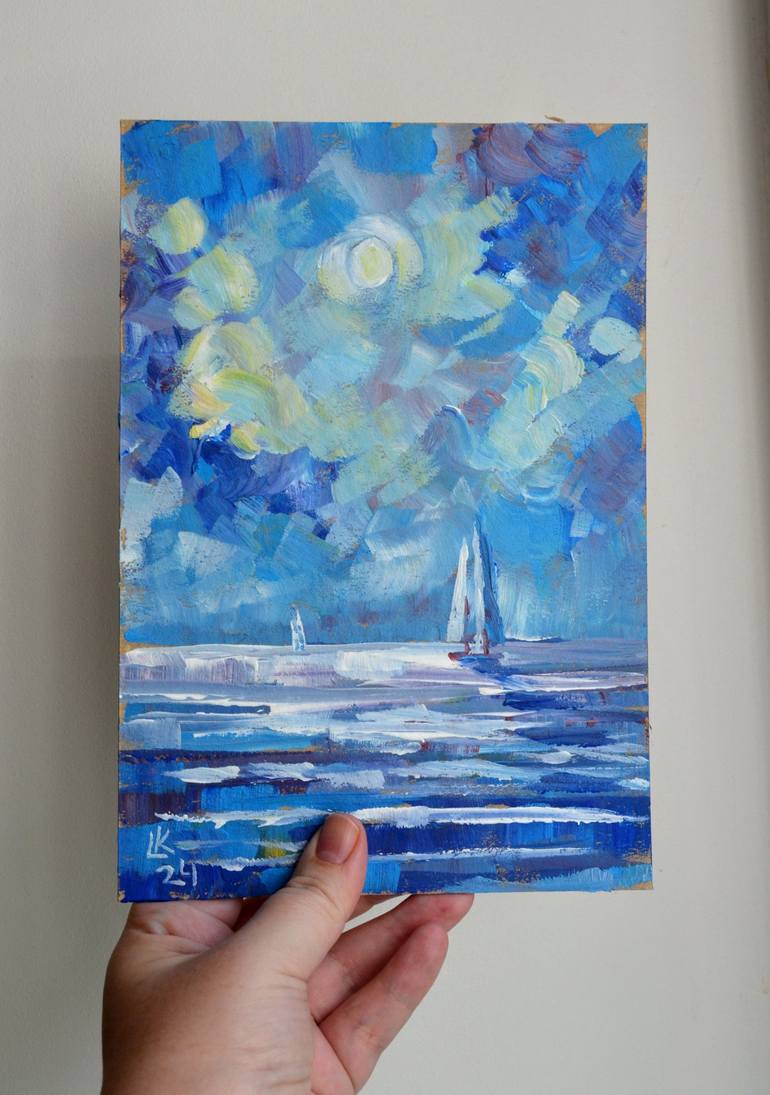 Original Abstract Expressionism Seascape Painting by Lada Kholosho