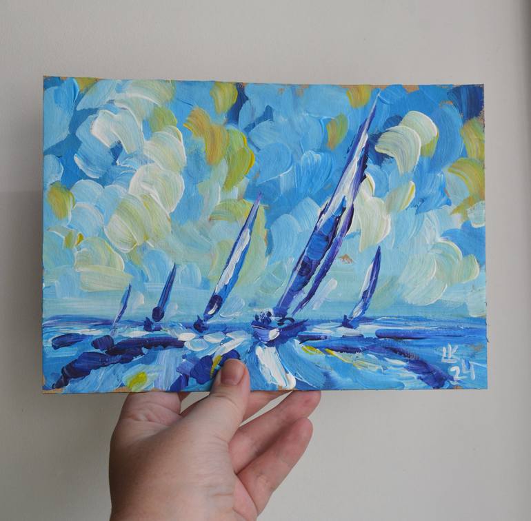 Original Abstract Expressionism Seascape Painting by Lada Kholosho