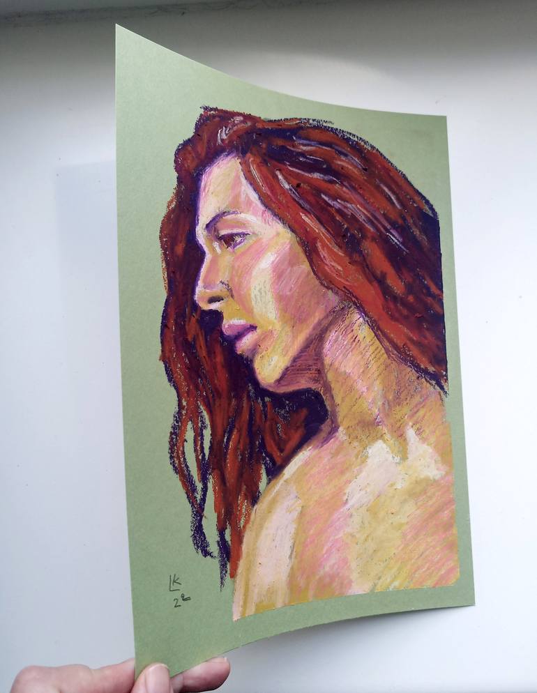 Original Fine Art Women Drawing by Lada Kholosho