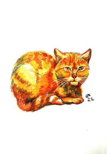 Original Fine Art Cats Paintings by Lada Kholosho