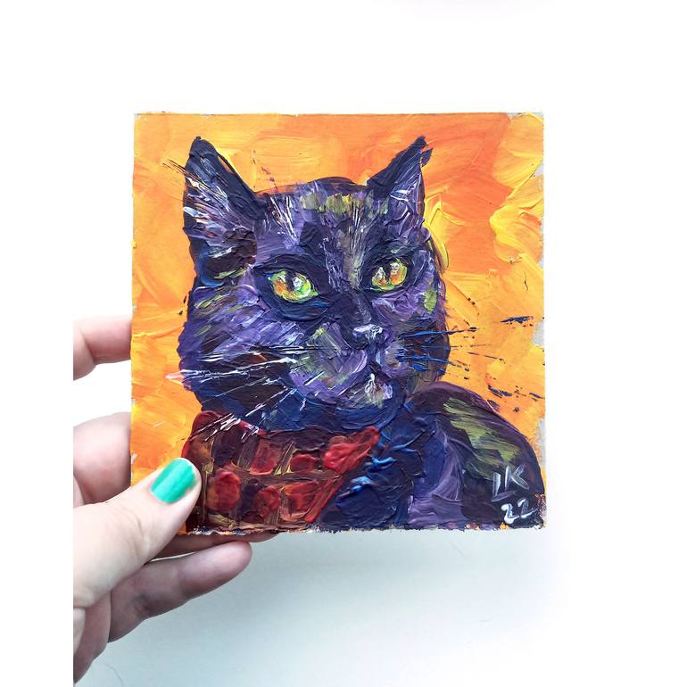 Original Impressionism Cats Painting by Lada Kholosho