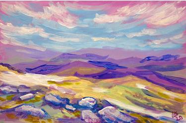 Mountain landscape in pink tones thumb