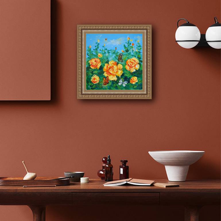 Original Abstract Floral Painting by Lada Kholosho